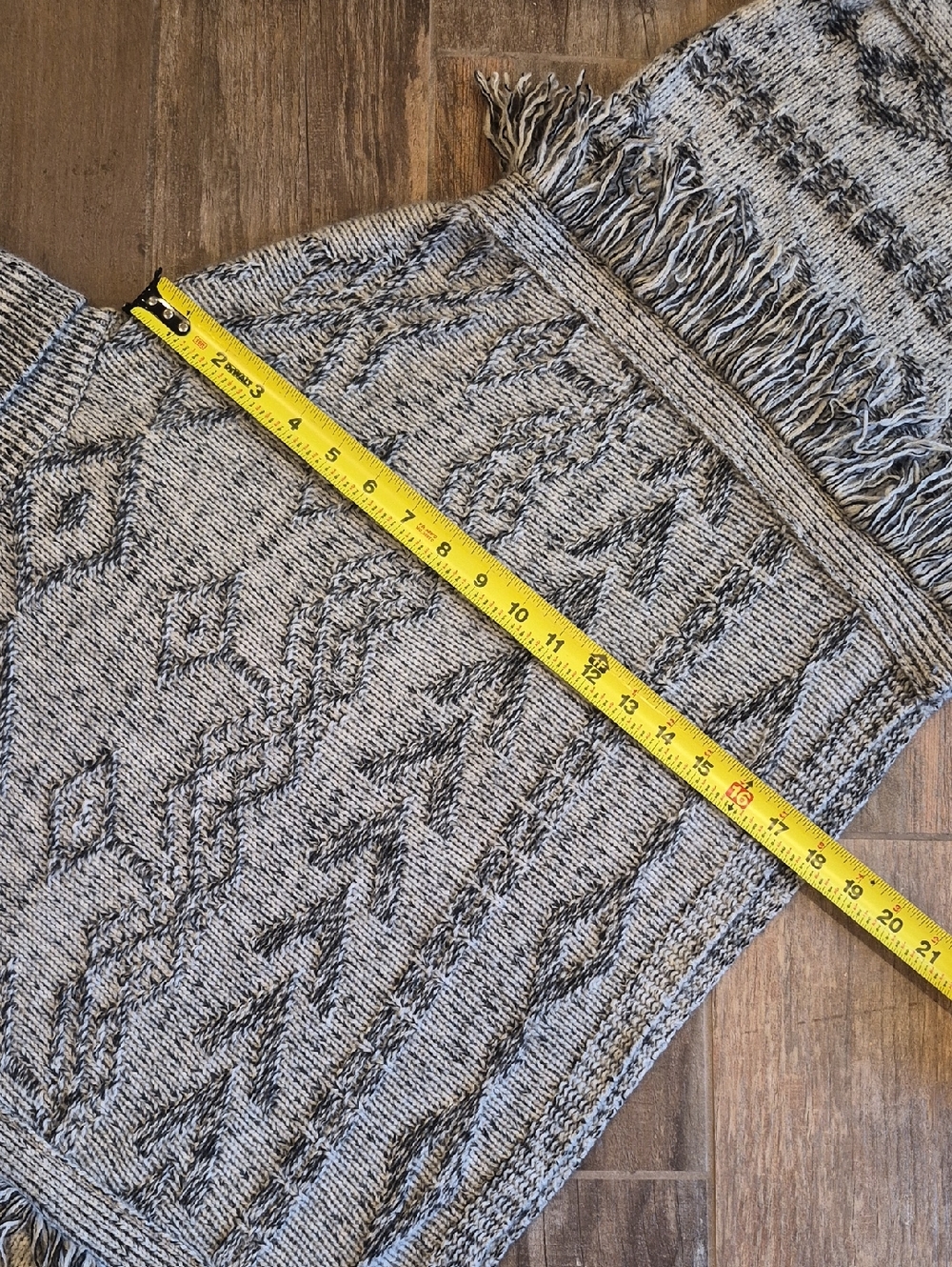Lucky Brand Gray Wool & Cashmere Turtleneck Bohemian Poncho Sweater, Small - Picture 8 of 12